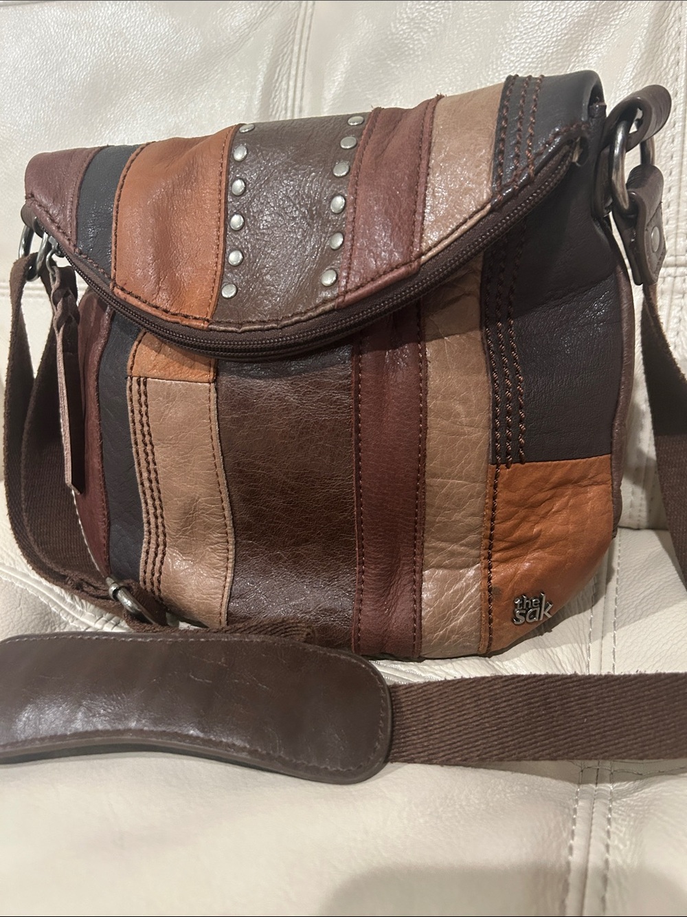 The Sak Patchwork Leather VintageCrossbody Bag - Brown Multi